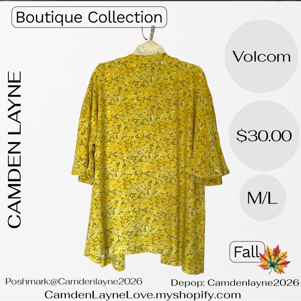 Volcom Mustard Floral Wrap - Picture 6 of 9